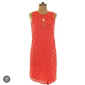 Maggy London Coral Sleeveless Eyelet Dress